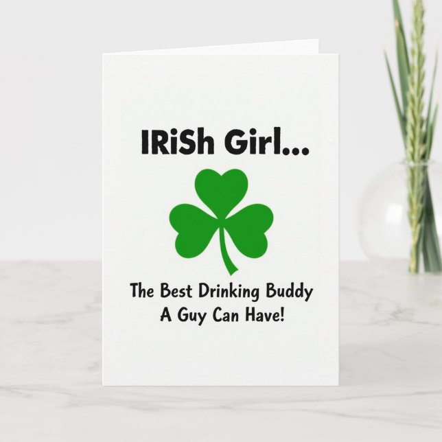 Green Shamrock Irish Girl Card (Front)