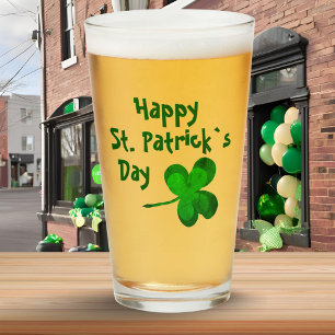 Green Shamrock Irish Happy St. Patrick`s Day Glass