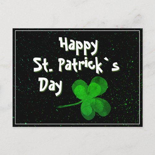 Green Shamrock Irish Happy St Patricks Day Holiday Postcard