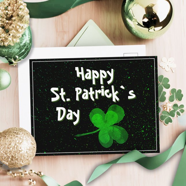 Green Shamrock Irish Happy St. Patrick`s Day Holiday Postcard (Creator Uploaded)