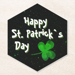 Green Shamrock Irish Happy St. Patrick`s Day Paper Coaster