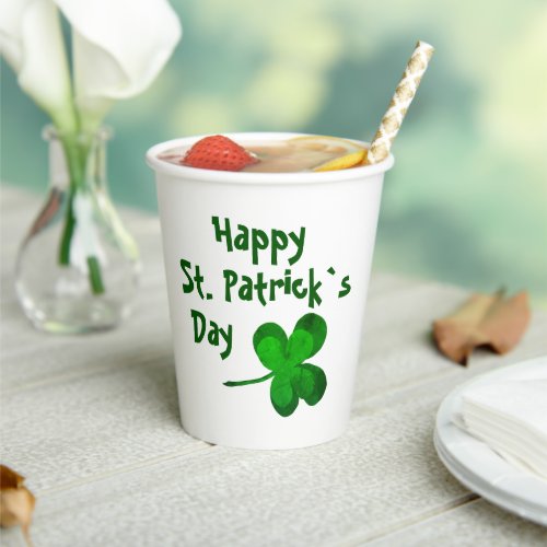 Green Shamrock Irish Happy St Patricks Day Paper Cups