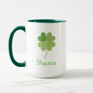 Green Shamrock Irish Personalized Drinking Mug