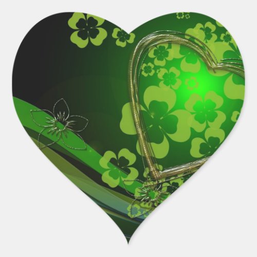 Green shamrock love heart sticker