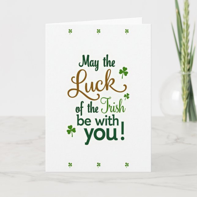 Green Shamrock Luck Irish Card (Front)
