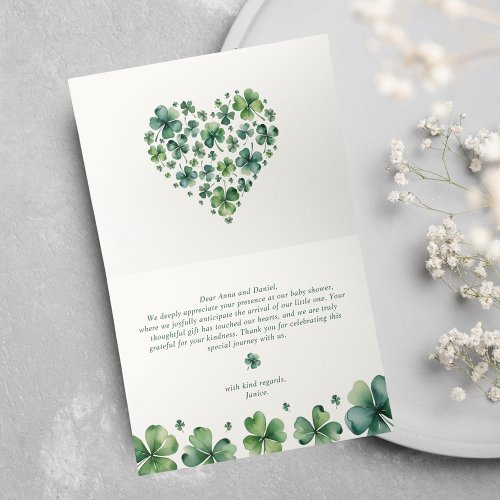 Green Shamrock Lucky Charm Baby Shower Thank You Card