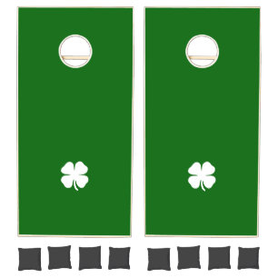 Green Shamrock Lucky Clover Irish Cornhole Set