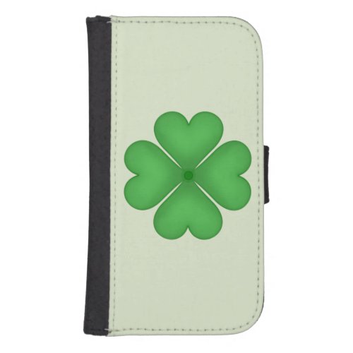 Green Shamrock Lucky Four leaf Clover Hearts Phone Wallet