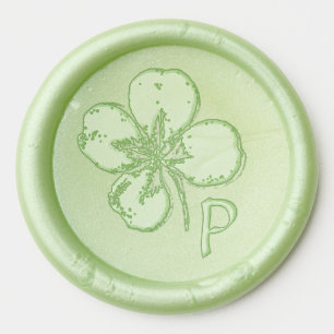Green Shamrock Monogram Chic Wax Seal Sticker