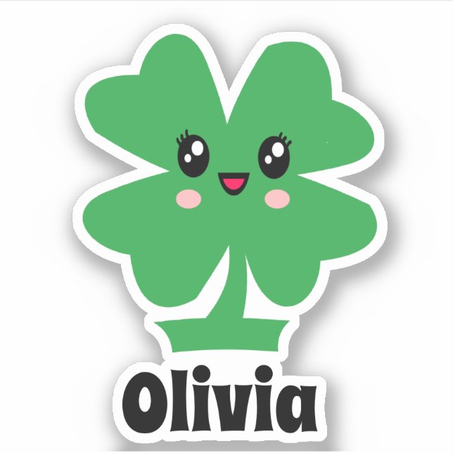  Green Shamrock Name Sticker (Front)