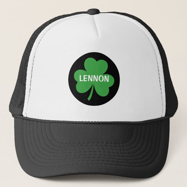 Green Shamrock Name Trucker Hat (Front)