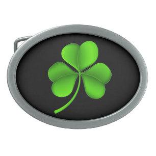 Green Shamrock On Black bbt Belt Buckle