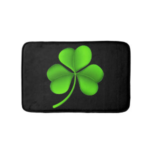 Green Shamrock on Black bmcnt Bath Mat