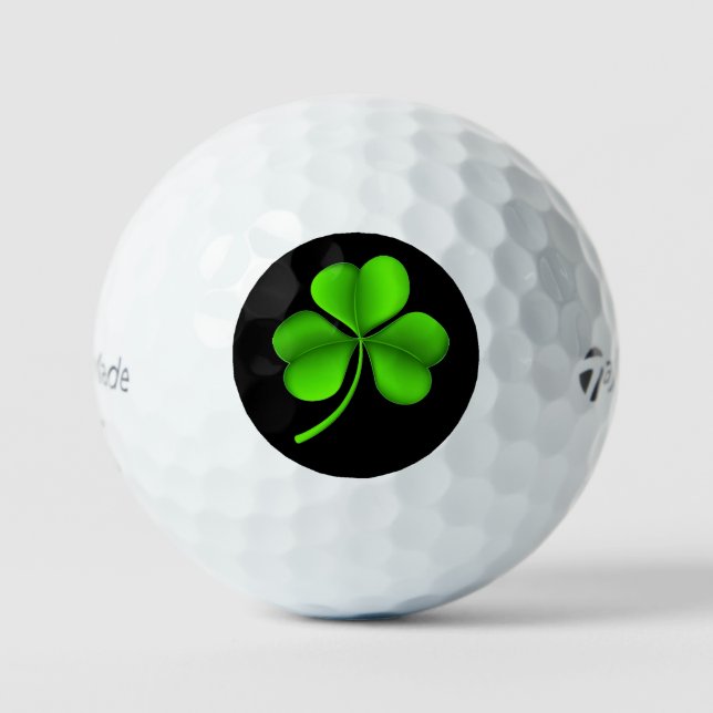 Green Shamrock On Black tmtp5 gbt Golf Balls (Front)