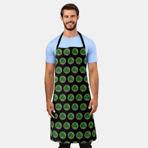 Green Shamrock On Celtic Knots Apron