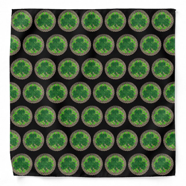 Green Shamrock On Celtic Knots Bandana (Front)