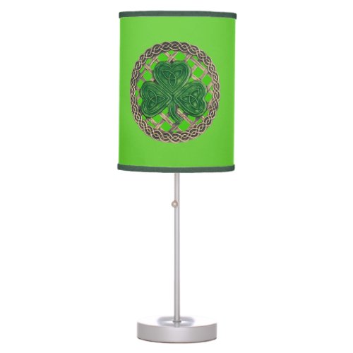 Green Shamrock On Celtic Knots Desk Lamp