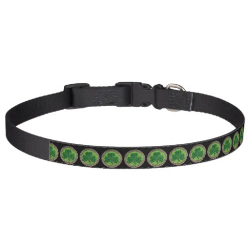 Green Shamrock On Celtic Knots Dog Collar