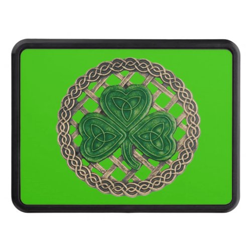 Green Shamrock On Celtic Knots Hitch Cover