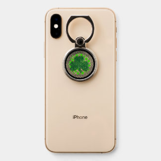 Green Shamrock On Celtic Knots Phone Ring Stand