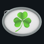 Green Shamrock On White bbcnt Belt Buckle<br><div class="desc">Green Shamrock On White Belt Buckle

Design © Trinkets and Things 2017 - AHP Design. All Rights Reserved.</div>