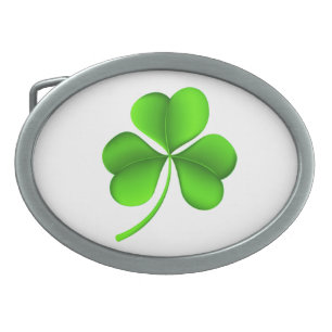 Green Shamrock On White bbcnt Belt Buckle