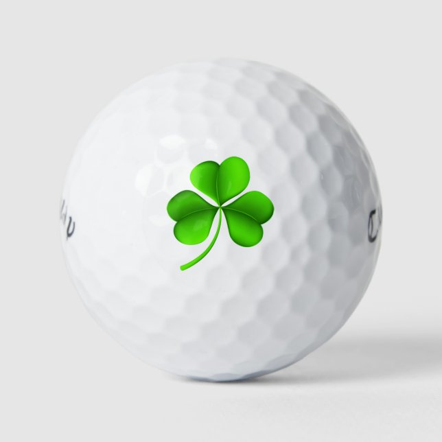 Green Shamrock On White cwb gbcnt Golf Balls (Front)