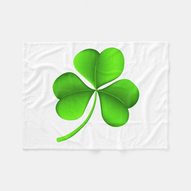 Green Shamrock on white fbcnt Fleece Blanket (Front (Horizontal))