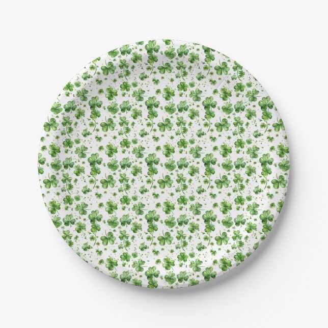 Green Shamrock Paper Plates St. Patricks Day (Front)