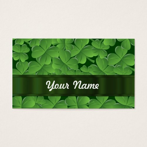 Green shamrock pattern business card