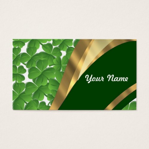 Green shamrock pattern business card templates