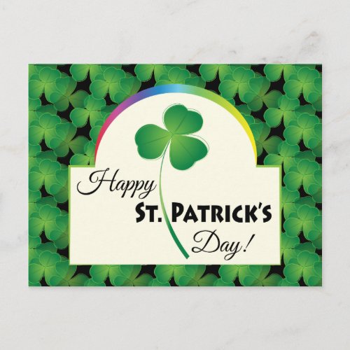 Green Shamrock Pattern Happy St Patricks Day Postcard