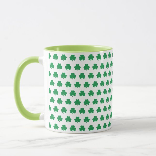 Green Shamrock Pattern Irish St Patricks Day Mug (Left)