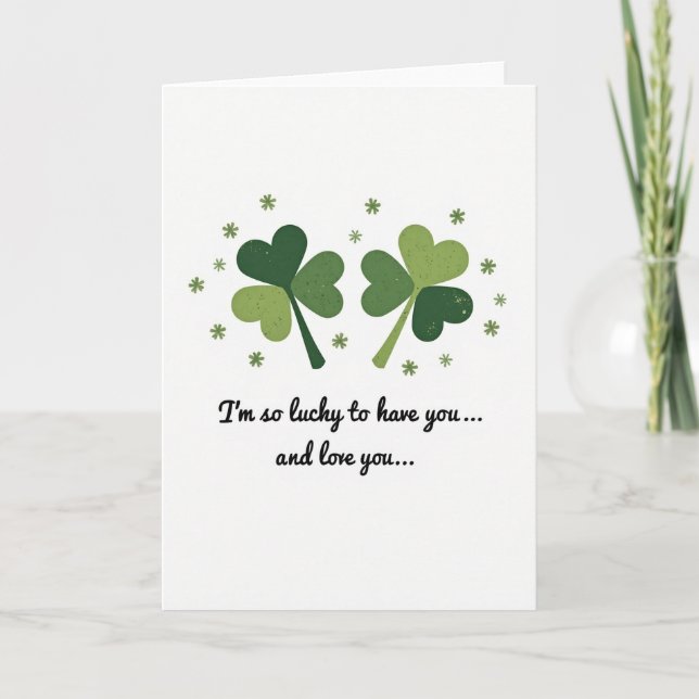 Green Shamrock Pattern Lucky Card (Front)