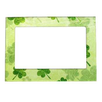 Green Shamrock Pattern Magnetic Frame by GroovyFinds at Zazzle
