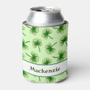 Green Shamrock Pattern St Patricks Day Can Cooler