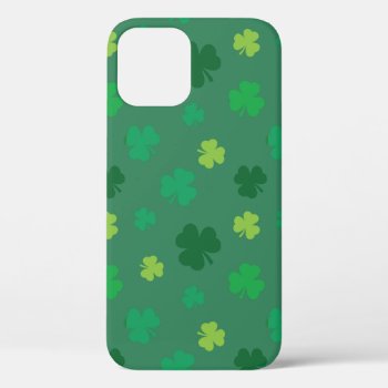 Green Shamrock Pattern St Patricks Day Iphone 12 Case by YLGraphics at Zazzle