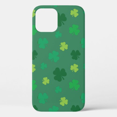 Green Shamrock Pattern St Patricks Day iPhone 12 Case