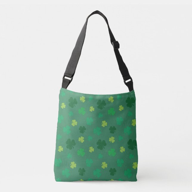 Green Shamrock Pattern St Patricks Day Crossbody Bag (Front)