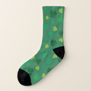 Green Shamrock Pattern St Patricks Day Socks by YLGraphics at Zazzle