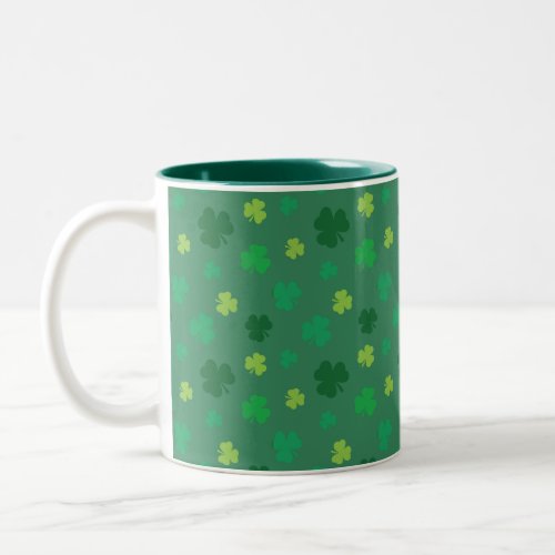 Green Shamrock Pattern St Patricks Day Two_Tone Coffee Mug