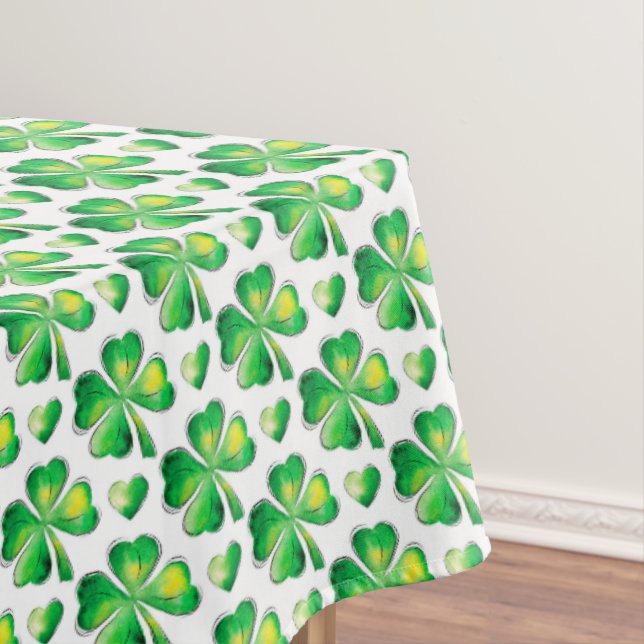 Green Shamrock Pattern Tablecloth (In Situ)