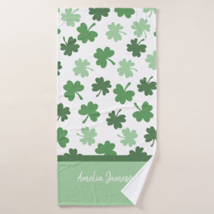 Green Shamrock patterns St. Patrick's Day Bath Towel Set