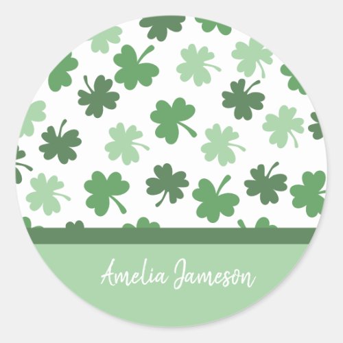 Green Shamrock patterns  St Patricks Day Classic Round Sticker