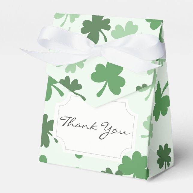 Green Shamrock patterns  St. Patrick's Day Favor Boxes (Front Side)
