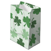 Green Shamrock patterns  St. Patrick's Day Medium Gift Bag (Back Angled)