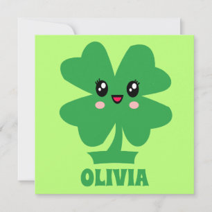 Green Shamrock Personalized Flat Card