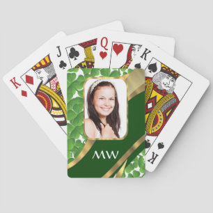 Green shamrock photo background poker cards