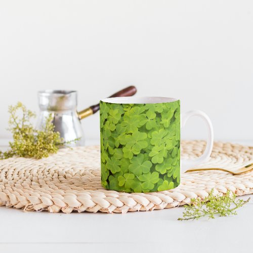 Green Shamrock Plants Floral Mug