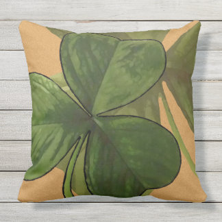 Green Shamrock Plants on Custom Color Outdoor Pillow